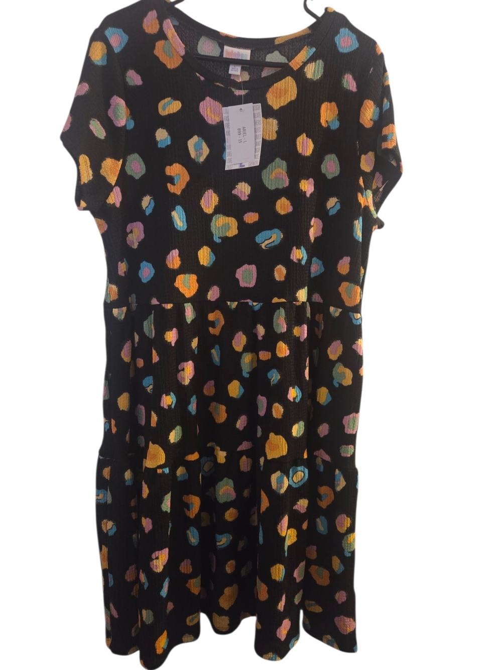 LuLaRoe Black Multicolor Leopard Print Casual Dress